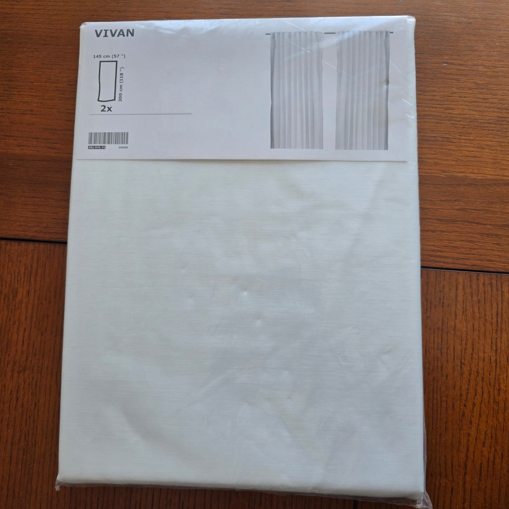 IKEA Vivan Curtains Pair White LONG 57x118 Rod Pocket Hidden Tab 202.975.71
